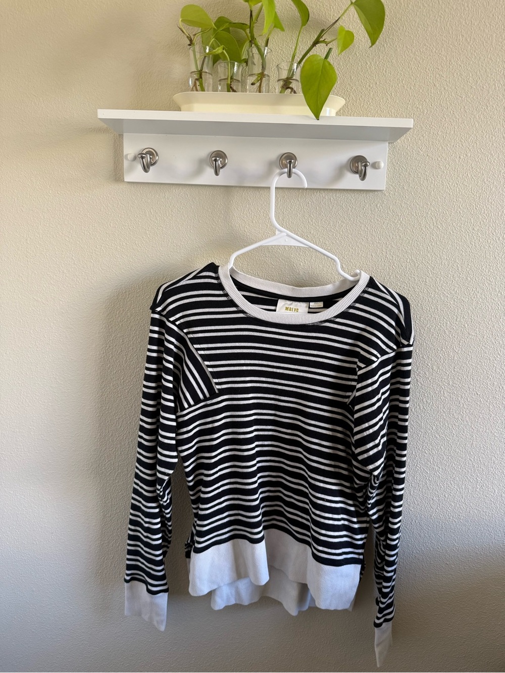 Anthropologie Black and White Striped Long-Sleeve Tee